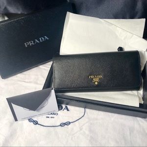 Prada Saffiano Wallet Nero Peonia